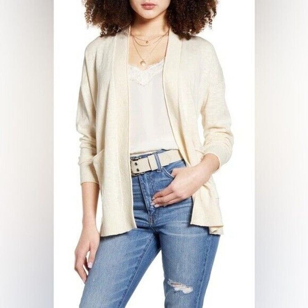 Madewell Bradley Cardigan Sweater Sz XS Ivory Cream Slub Knit Style AI212